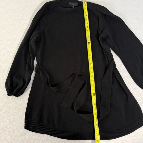 Lane Bryant Black Tunic Sweater Tie Waist Long Sleeve Size 18/20 Plus Soft - Picture 3 of 6